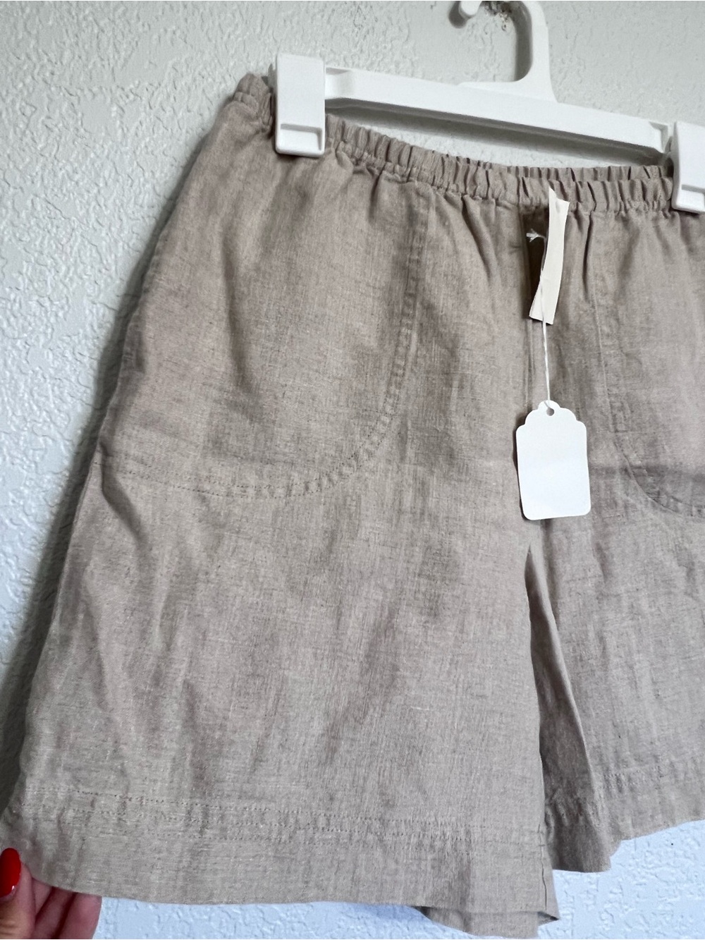 J.Jill Linen Pull-On Shorts Khaki Tan Elastic Waist Relaxed Fit - Picture 2 of 7